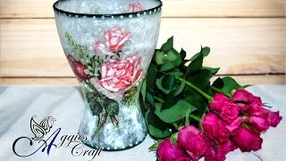 Decoupage Tutorial  Glass flower vase [upl. by Kokoruda]