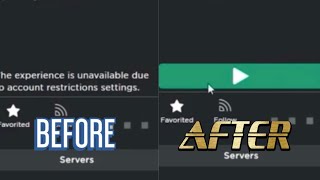 How to fix Roblox THE EXPERIENCE IS UNVAILABLE DUE TO ACCOUNT RESTRICTIONS SETTINGS [upl. by Awe]