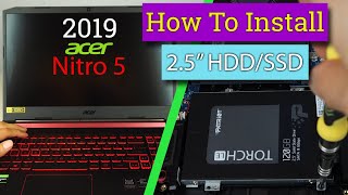 How to Install 25quot HDD or SSD in Acer Nitro 5 Gaming Laptop 2019 ver SATA III Drive [upl. by Emanuele68]