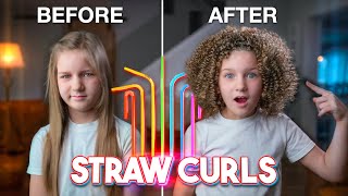 Heatless Curls  Straight to Curly Hair Tutorial  Straw Curls [upl. by Nosyaj]