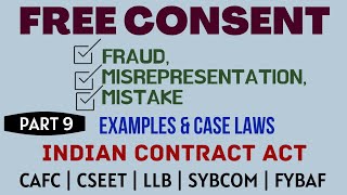 Fraud  Misrepresentation  Mistake  Free Consent  Indian Contract Act  Caselaws  Example [upl. by Alius]