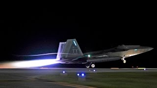 Magnificent F22 Raptor Night Takeoff [upl. by Eirrahs]