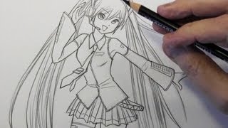 How to Draw Hatsune Miku Pt 1 Line Placement [upl. by Vinita]