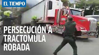 La cinematográfica persecución de una tractomula robada en Medellín [upl. by Egide]