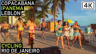 Cycling Copacabana Ipanema Leblon amp Leme Beaches  🇧🇷 Rio de Janeiro Brazil 【4K】2021 [upl. by Zurek]