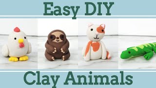 Easy Clay Animals for Beginners 5│4 in 1 Polymer Clay Tutorial [upl. by Ruperta]