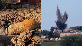 Enormous 80YearOld WWII Bomb Detonated in English City [upl. by Nylodnewg]