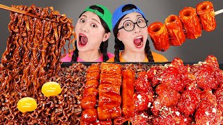 Mukbang 짜파게티 떡볶이 먹방 Black Noodle TTeokbokki DONA 도나 [upl. by Ytak]