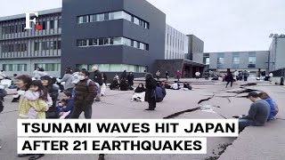 First Tsunami Waves Hit Japan After 76 Magnitude Earthquake [upl. by Erl]