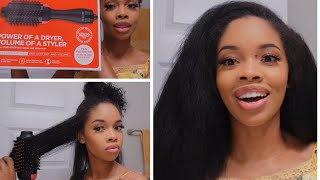 REVLON OneStep Volumizer Hot Air Brush Review  Blow Dry Natural Hair [upl. by Ayaladnot]