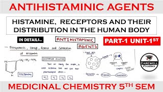 Antihistamine agents  Histamine  Receptors  Part 1 Unit 1  medicinal chemistry 5th semester [upl. by Nylkoorb]