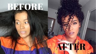 Heatless Straight to Curly Hair Tutorial  Straw Curls [upl. by Mukerji199]