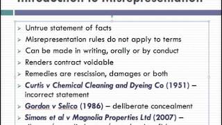 Misrepresentation Lecture 1 of 4 [upl. by Koloski568]