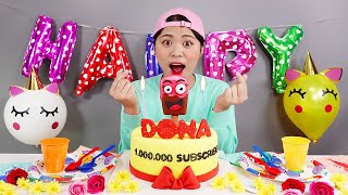 Mukbang Chocolate Cake Million SUB 100만 케이크 먹방 DONA 도나 [upl. by Anecusa]