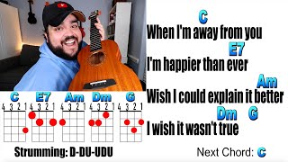 HAPPIER THAN EVER  Billie Eilish Ukulele Play Along amp Cover with Lyrics [upl. by Diley]