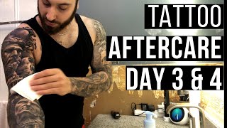 How To Treat A New Tattoo Healing ProcessAftercare DAY 3 amp 4 [upl. by Meekah]