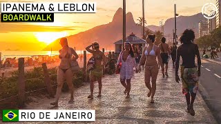 Walking Ipanema amp Leblon Beaches at Sunset Rio de Janeiro Brazil  【4K】Binaural 2020 [upl. by Nogas22]